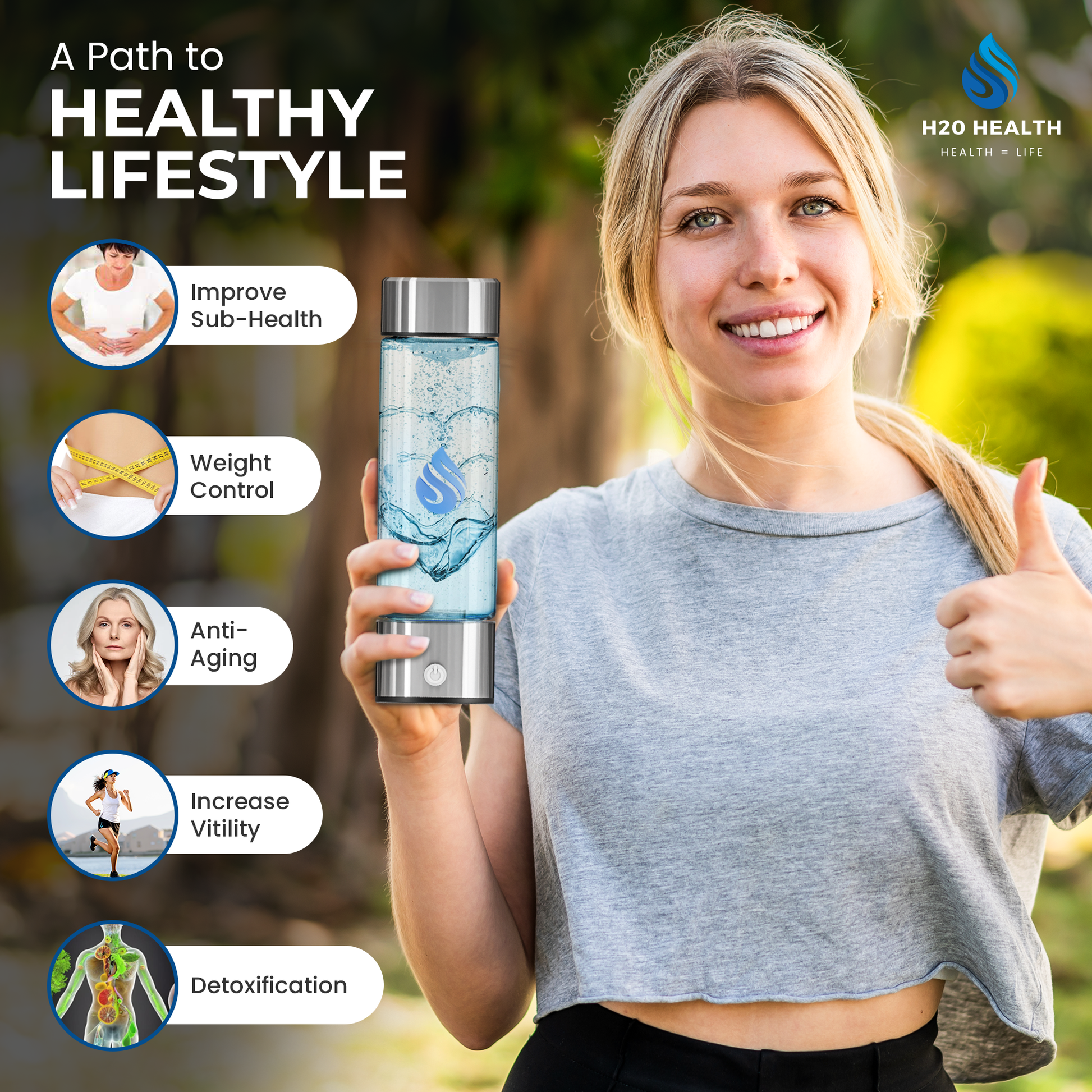 H20 HEALTH® 550ML Hydrogen Water Bottle – Purifier & Ionizer