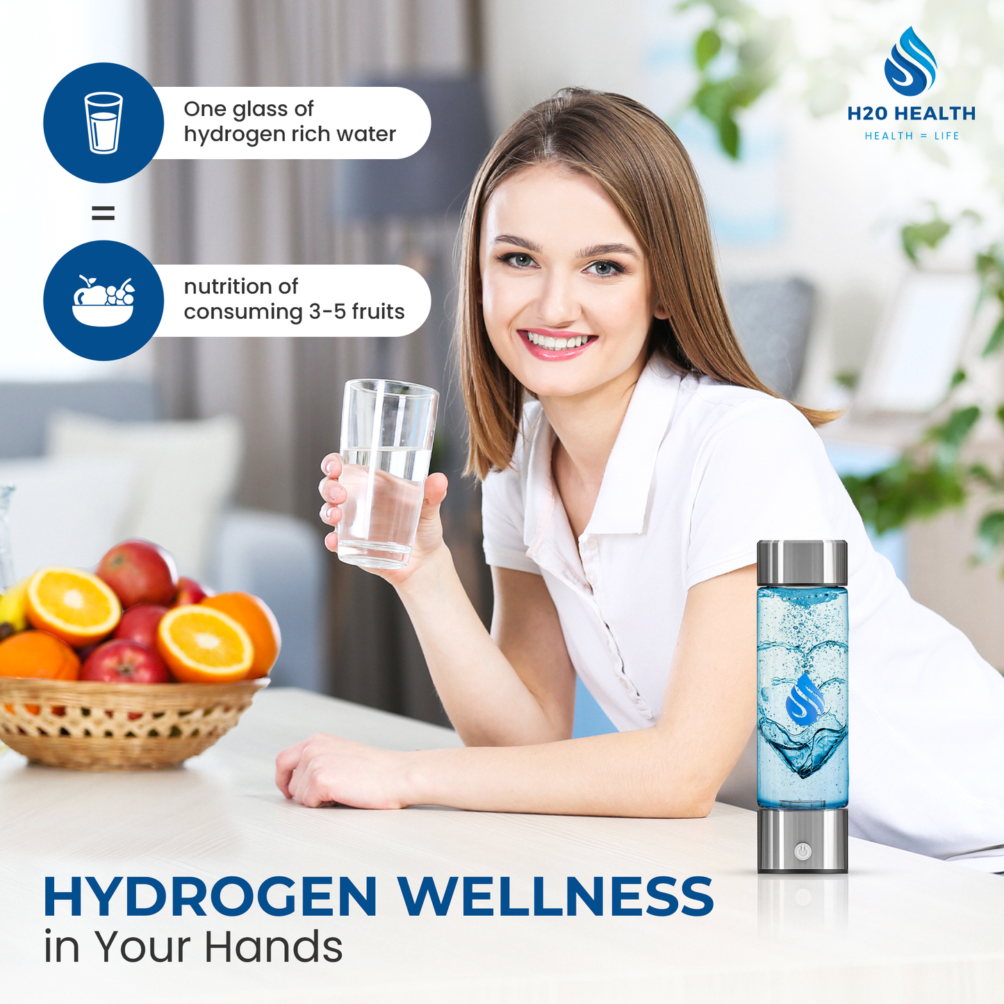 H20 HEALTH® 550ML Hydrogen Water Bottle – Purifier & Ionizer