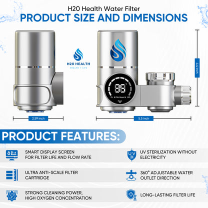 H20 HEALTH® 8-Stage Digital Water Filter Tap – Purifies 99%